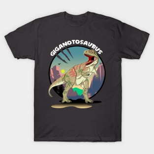 Giganotosaurus Dinosaur Design With Background T-Shirt